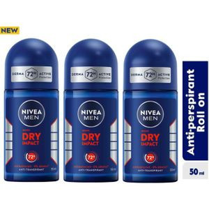 NIVEA MEN Black & White Invisible Original Anti-Perspirant Roll-on For Men, 72h - 50ml (Pack Of 3)