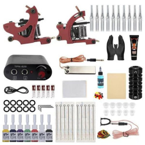 tattoo machine set, two machines one thread cutter + one shading machine - Rotary tattoo machine for lining, coloring and practice - Complete tattoo supplies