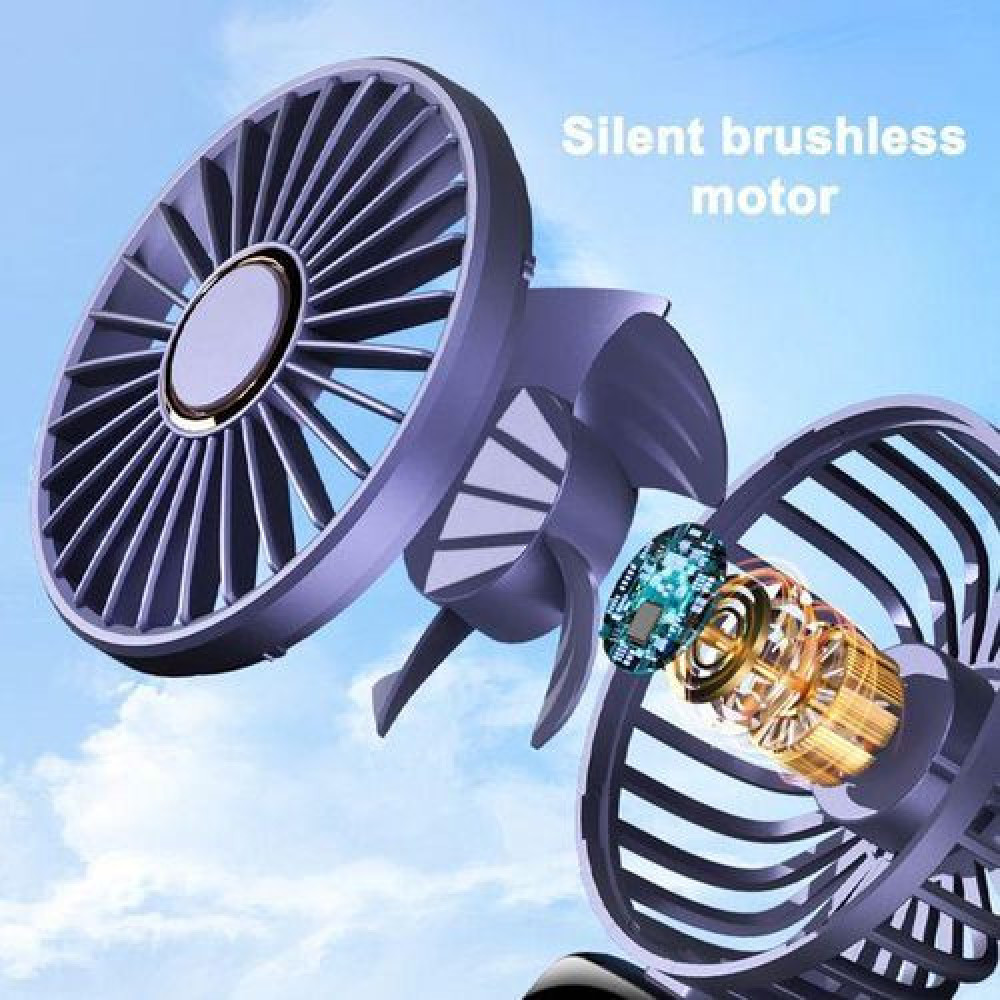 Portable Rechargeable Fan with LED Display, Long Battery Life, Violet Rotatable 5 Adjustable Speeds